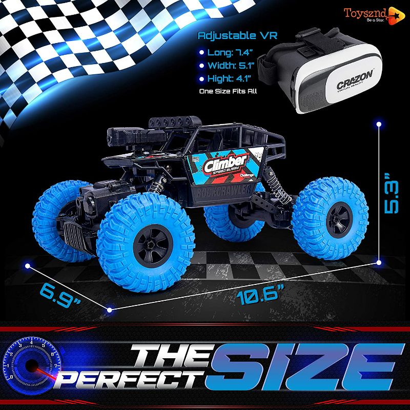 Photo 1 of Toysznd Climber Speed Buggy: Blue Toy Stunt Race Rockcrawler Car with Remote Control, BVR Glasses, 