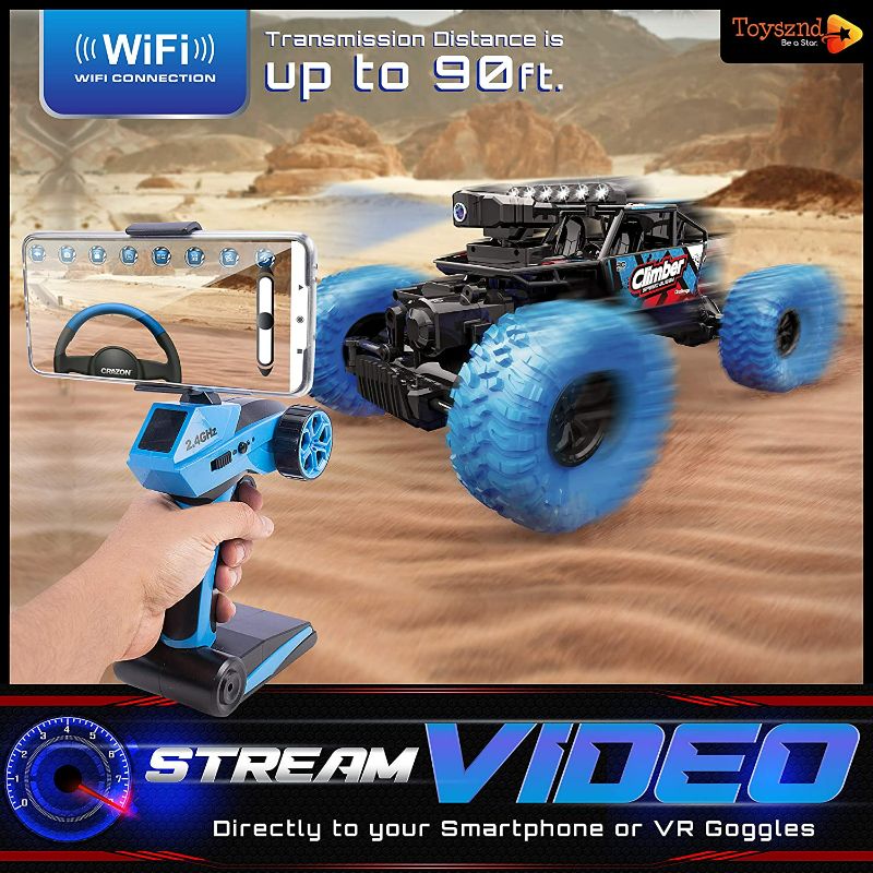 Photo 2 of Toysznd Climber Speed Buggy: Blue Toy Stunt Race Rockcrawler Car with Remote Control, BVR Glasses, 