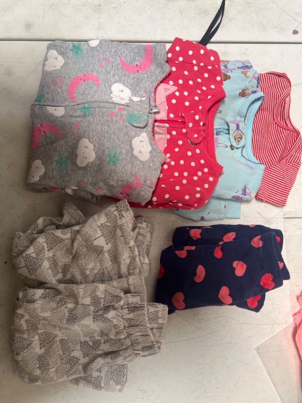 Photo 2 of 7-pack of Babygirl Clothes, Onesies, 2 Pants, One full outfit, Multi-colored 12M