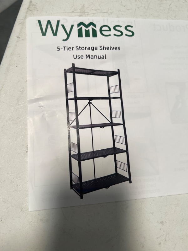 Photo 1 of Wymess  Folding Storage Shelves, 5-Tier Metal Shelves with Wheels, Shelving Units and Storage Rack