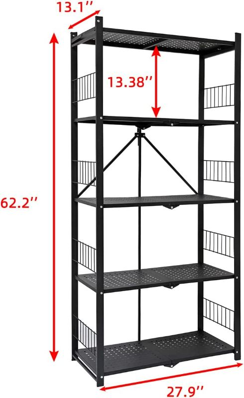 Photo 1 of Wymess  Folding Storage Shelves, 5-Tier Metal Shelves with Wheels, Shelving Units and Storage Rack