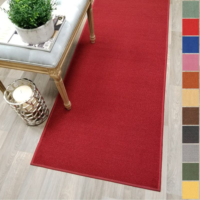 Photo 1 of Custom Size RED Solid Plain Rubber Backed Non-Slip Hallway Stair Runner Rug Carpet 31 inch Wide Choose Your Length 31in X 30ft
