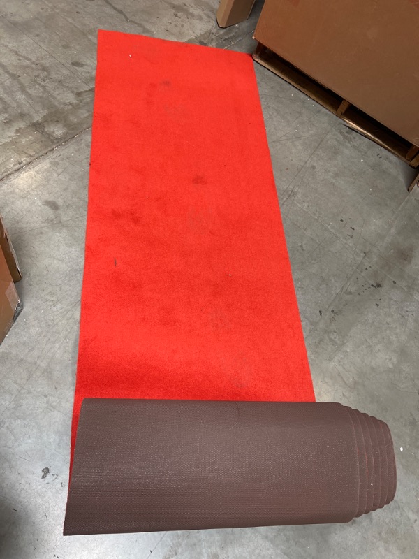 Photo 3 of Custom Size RED Solid Plain Rubber Backed Non-Slip Hallway Stair Runner Rug Carpet 31 inch Wide Choose Your Length 31in X 30ft
