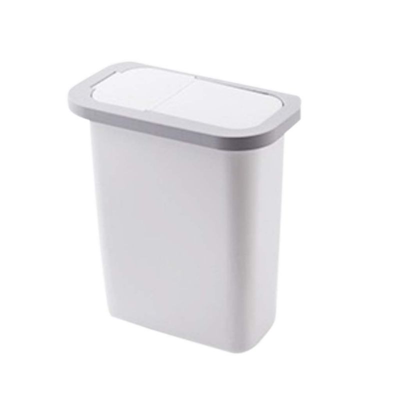Photo 1 of Set of 2 Trash Bins, White and Grey 12", Spinning Stand 