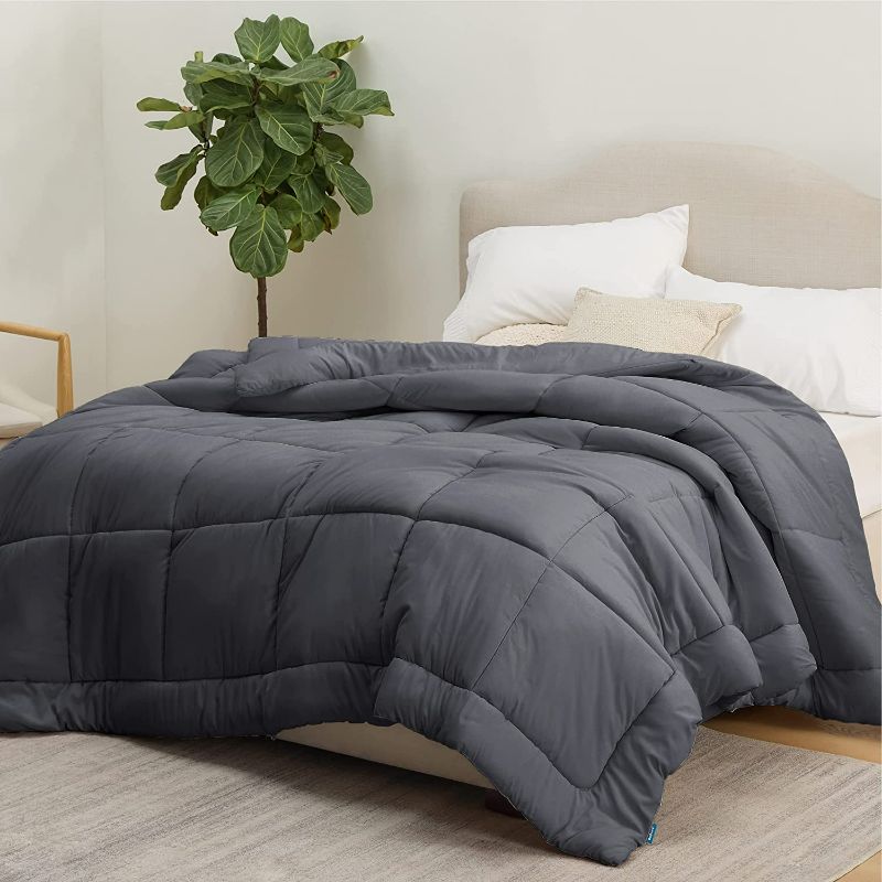 Photo 1 of Queen Bed Comforter Dark Grey - All Season Quilted Down Alternative Comforter for Queen Bed, 300GSM Mashine Washable Microfiber Bedding Comforter Duvet Insert with Corner Tabs