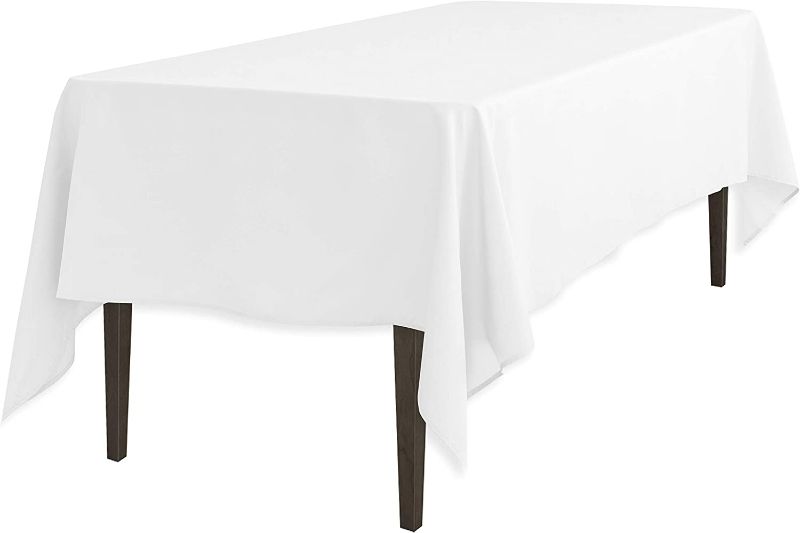 Photo 1 of LinenTablecloth 60 x 102-Inch Rectangular Polyester Tablecloth White
