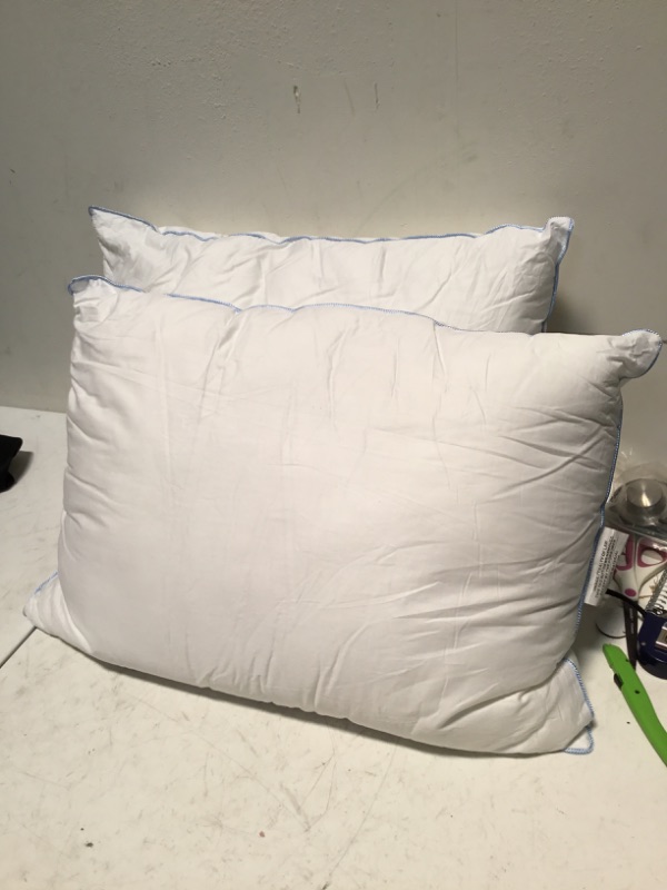 Photo 1 of 2 pack of Standard Sized Pillows, Blue Stitching On Sides, Soft, NOT FIRM 