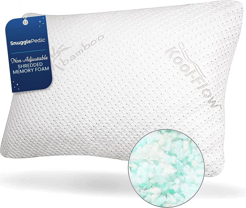 Photo 1 of Snuggle-Pedic Shredded Memory Foam Pillow - The Original Cool Pillows for Side, Stomach & Back Sleepers - Sleep Support That Keeps Shape - College Dorm Room Essentials for Girls and Guys -Queen
