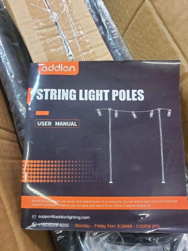 Photo 6 of Addlon String Lights Poles 2 PC for Outdoor, 9.8 FT Heavy Duty Metal Poles to Use Year-Round for Garden, Patio, Wedding, Party, Birthday Decorations