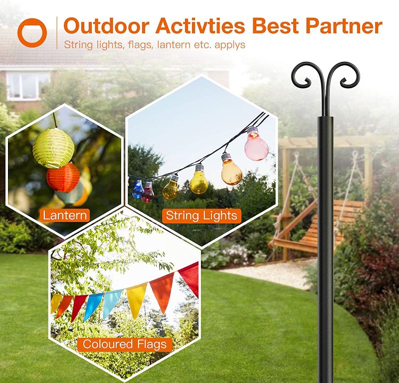 Photo 2 of Addlon String Lights Poles 2 PC for Outdoor, 9.8 FT Heavy Duty Metal Poles to Use Year-Round for Garden, Patio, Wedding, Party, Birthday Decorations