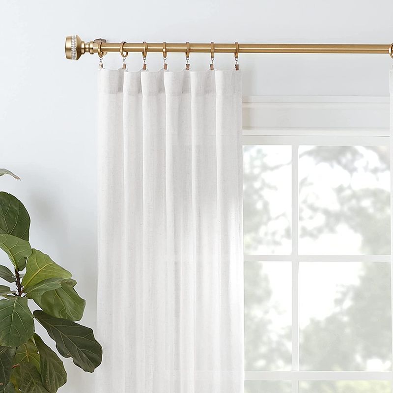 Photo 3 of MODE Premium Collection - 1 1/8" Diameter Curtain Rod Set with Brilliant Urn Curtain Rod Finials and Steel Wall Mounted Adjustable Curtain Rod, Fits 36” to 72” -Warm Gold