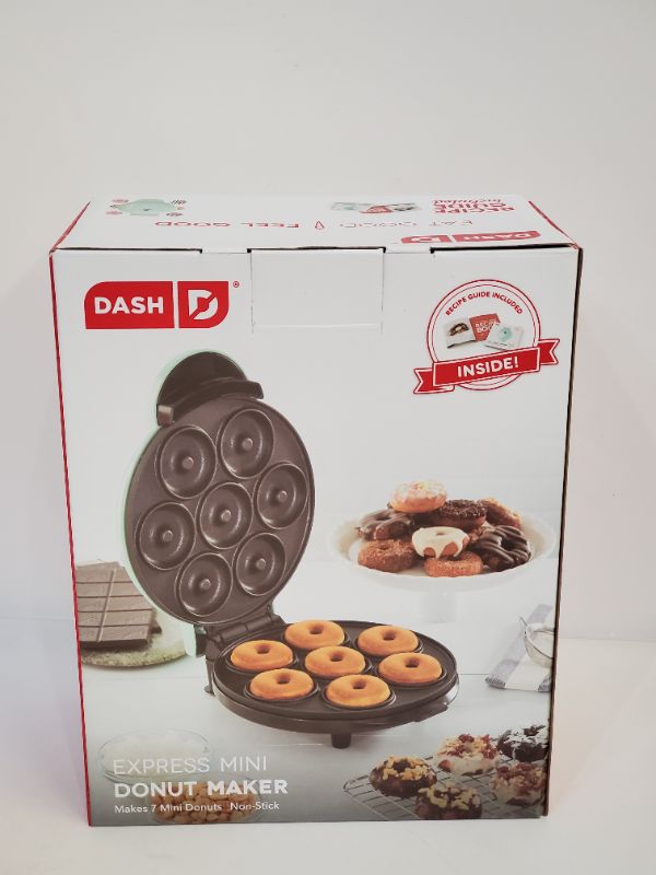 Photo 4 of DASH - Mini Donut Maker Machine with Non-stick Surface, Makes 7 Doughnuts - Aqua 