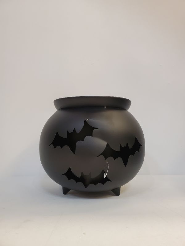 Photo 5 of Hyde & EEK! Boutique - Black Metal Cauldron Planter - 9.25 inches (H) by 10.5 inches (W) by 10.5 inches (D)