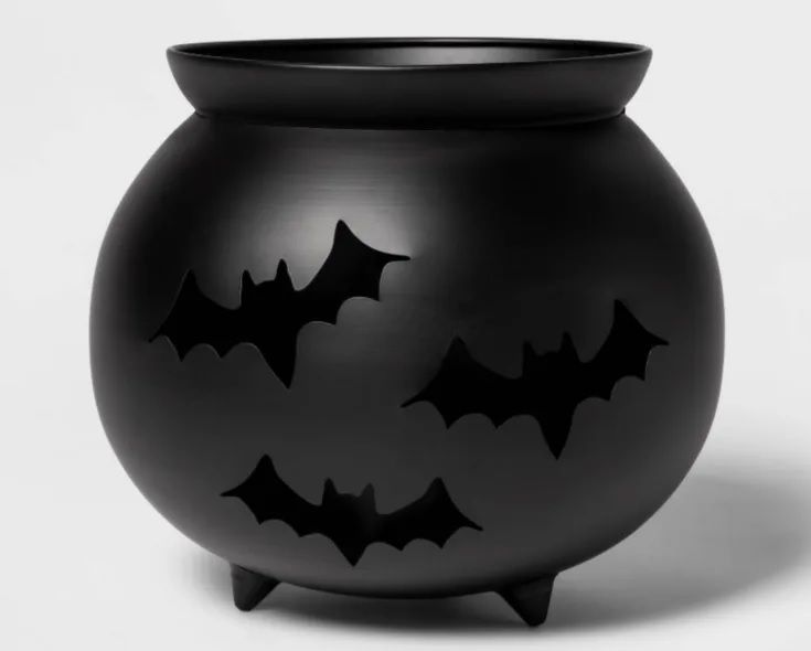 Photo 1 of Hyde & EEK! Boutique - Black Metal Cauldron Planter - 9.25 inches (H) by 10.5 inches (W) by 10.5 inches (D)