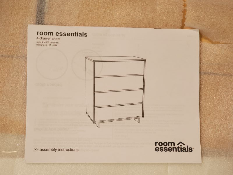 Photo 5 of ****parts only ***Room Essentials - 4 drawer chest - Style 430238 (White)  *** only Boxes 2/3 and 3/3***