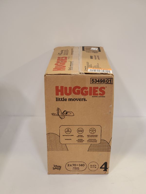 Photo 3 of Huggies Little Movers Baby Diapers Size 4,  (140 Count)  (Pack of 2 of 70 Count) 