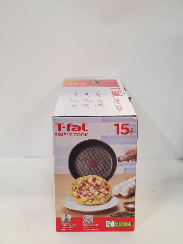 Photo 3 of T-fal - 15 Pc Set  Simply Cook Nonstick Cookware - C537SF Dishwasher Safe   - Champagne