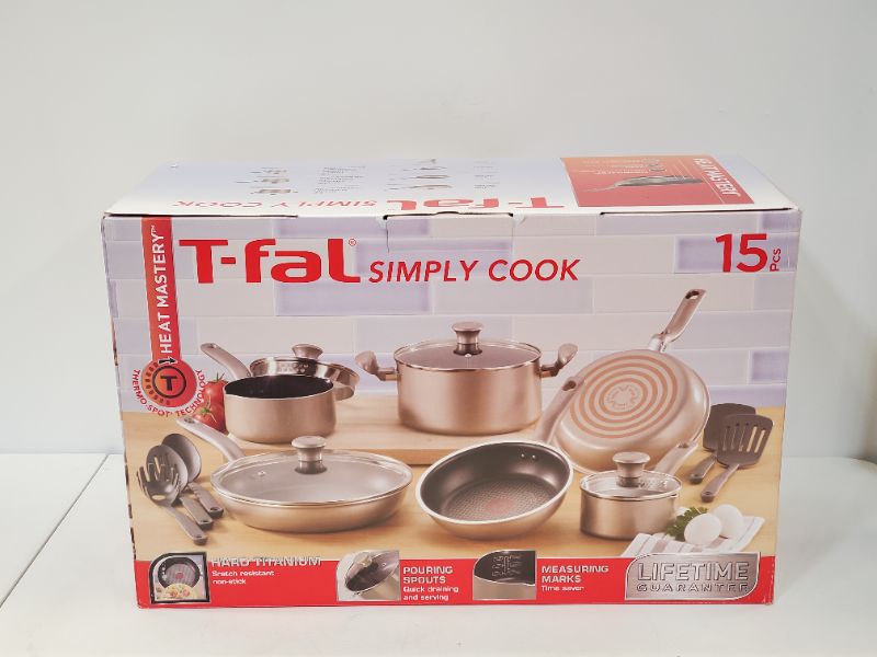 Photo 4 of T-fal - 15 Pc Set  Simply Cook Nonstick Cookware - C537SF Dishwasher Safe   - Champagne