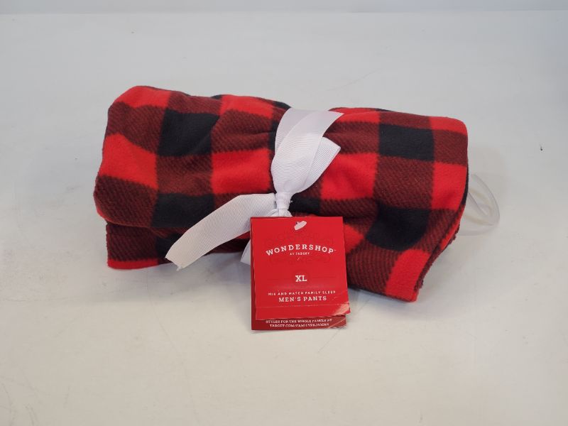 Photo 2 of Mens Plaid Holiday Matching Fleece Pajama Pants - Wondershop Red XL