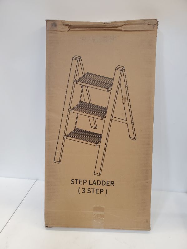 Photo 3 of  3 Step Ladder, Aluminum Folding Step Stool - White 