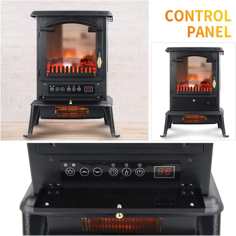 Photo 3 of Selectric Electric Fireplace Heater with Remote, 22.4" Freestanding Portable Infrared Fireplace Heater Stove with 3-Sides Realistic Flame for Indoor Use, Overheating and Tip-Over Safety, 1000W/1500W - HT1109