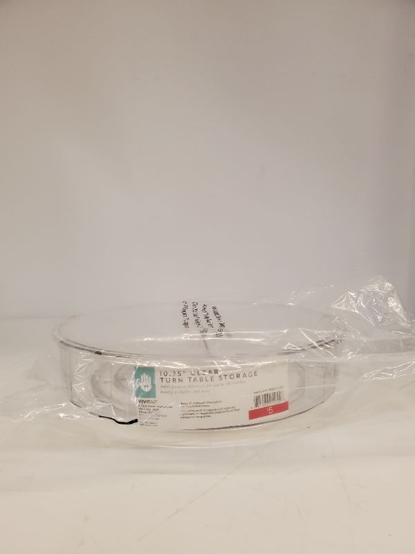 Photo 1 of 10.25  CLEAR TURNTABLE STORAGE WITH 2 REMOVABLE DIVIDERS TO DIVIDE INTO 4 AREAS 