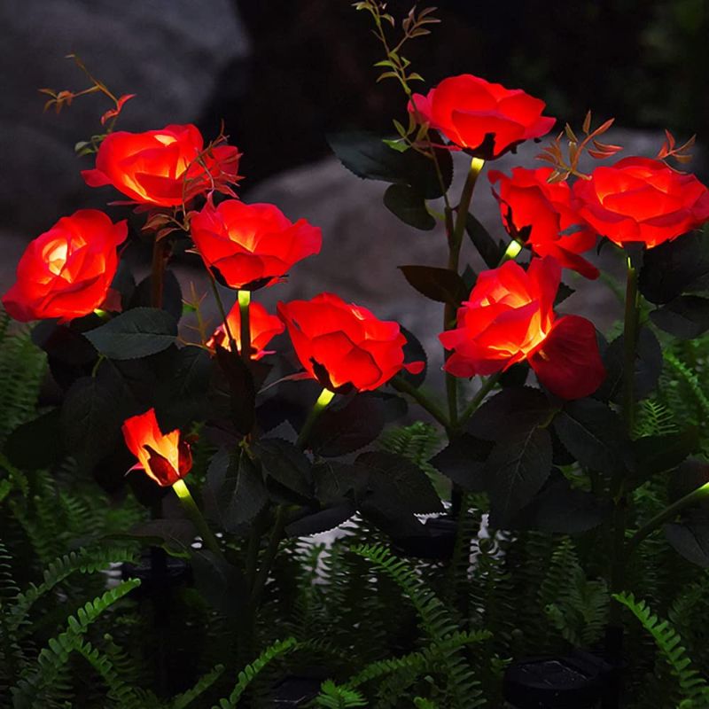 Photo 1 of 
Outdoor Realistic Solar Powered Rose Flower Lights Stake,COUNT OF 2 - RED Rose Solar Garden Decorative Waterproof Lights for Backyard Patio Pathway Xmas Decoration-Red