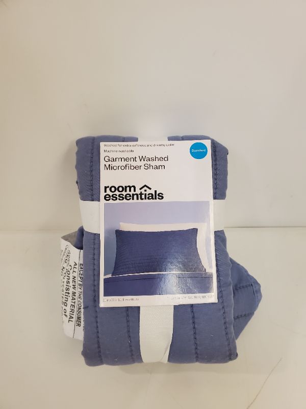 Photo 3 of ROOM ESSENTIALS - Standard Garment Washed Microfiber Quilt Sham- BLUE 