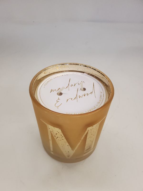 Photo 1 of FOUNDRY CANDLE CO. MANDARIN & REDWOOD - 12 OZ SOY BLEND CANDLE - LETTER M 