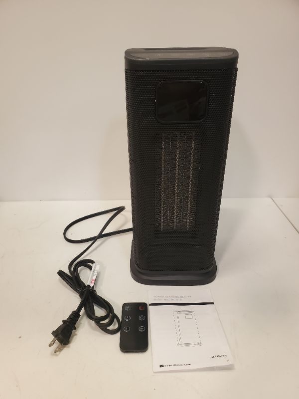 Photo 1 of Space Heater, 1500W Ceramic Tower Heaters Indoor Portable with Remote, Electric Internal Oscillating Fast Heating Heater with Adjustable Thermostat, ECO Mode and Timer, Quiet and Safe for Indoor Use