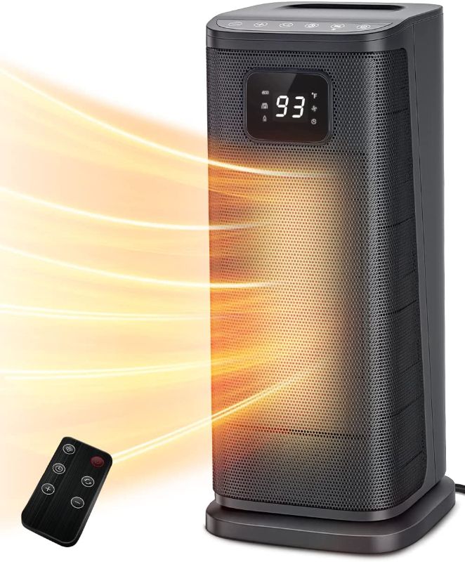 Photo 1 of Space Heater, 1500W Ceramic Tower Heaters Indoor Portable with Remote, Electric Internal Oscillating Fast Heating Heater with Adjustable Thermostat, ECO Mode and Timer, Quiet and Safe for Indoor Use