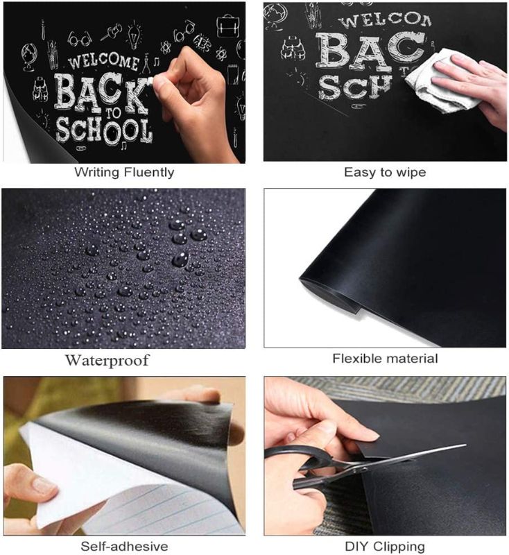 Photo 2 of Chalkboard Paper -Chalkboard Vinyl Sticker Wallpaper  24" wide roll - black  