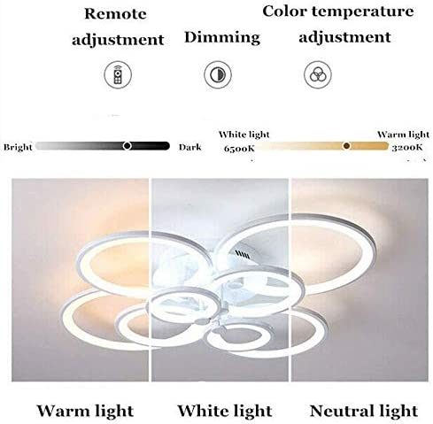 Photo 2 of LED Dimmable Ceiling Light Modern Ring Circle Flush Mount Ceiling Lamp Acrylic Lampshade Chandelier Bedroom Kitchen Living Room Interior Decorative Lighting Fixture,8 rings/41.73×30.7×7.5in/120w