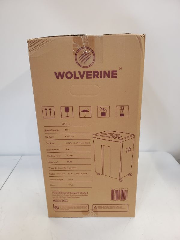 Photo 4 of WOLVERINE 18-Sheet 60 Mins Running Time Cross Cut High Security Level P-4 Heavy Duty Paper/CD/Card Ultra Quiet Shredder for Home Office with 6 Gallons Pullout Waste Bin SD9113 (White ETL)