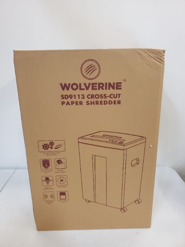 Photo 3 of WOLVERINE 18-Sheet 60 Mins Running Time Cross Cut High Security Level P-4 Heavy Duty Paper/CD/Card Ultra Quiet Shredder for Home Office with 6 Gallons Pullout Waste Bin SD9113 (White ETL)