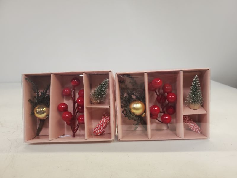 Photo 3 of 2 PACK  - 4pc Greenery Accessory Kit ( One 4in Pine Ornament Pick, One 3.63in Berry Pick, One 1.92in Bottle Brush Tree, and One 72in Twine  )  
