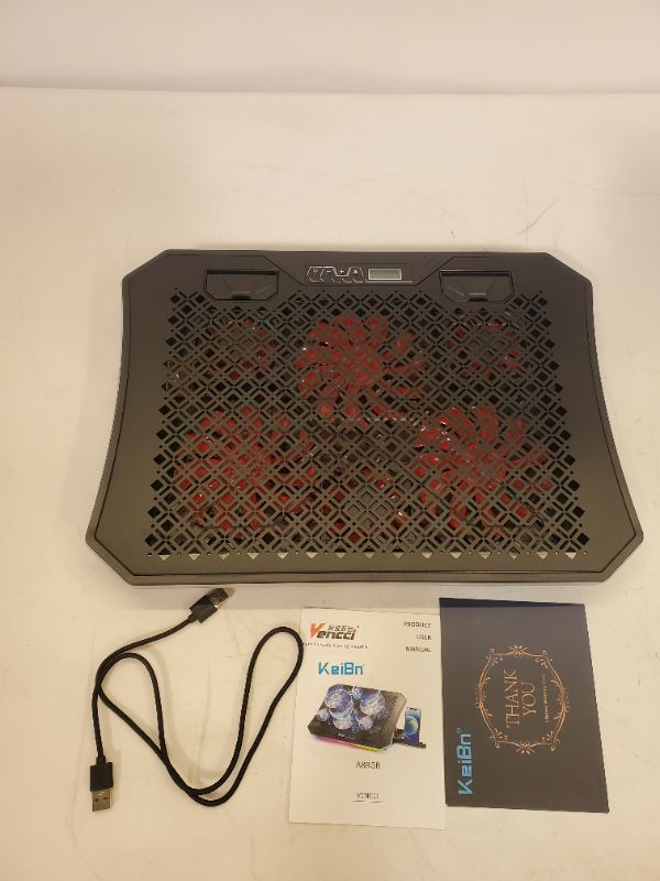 Photo 6 of Laptop Cooling Pad, KeiBn RGB Lights Laptop Cooler 6 Fans for 15.6-17.3 Inch Laptops, 7 Height Stands, 10 Modes Light, 2 USB Ports, Desk or Lap Use
