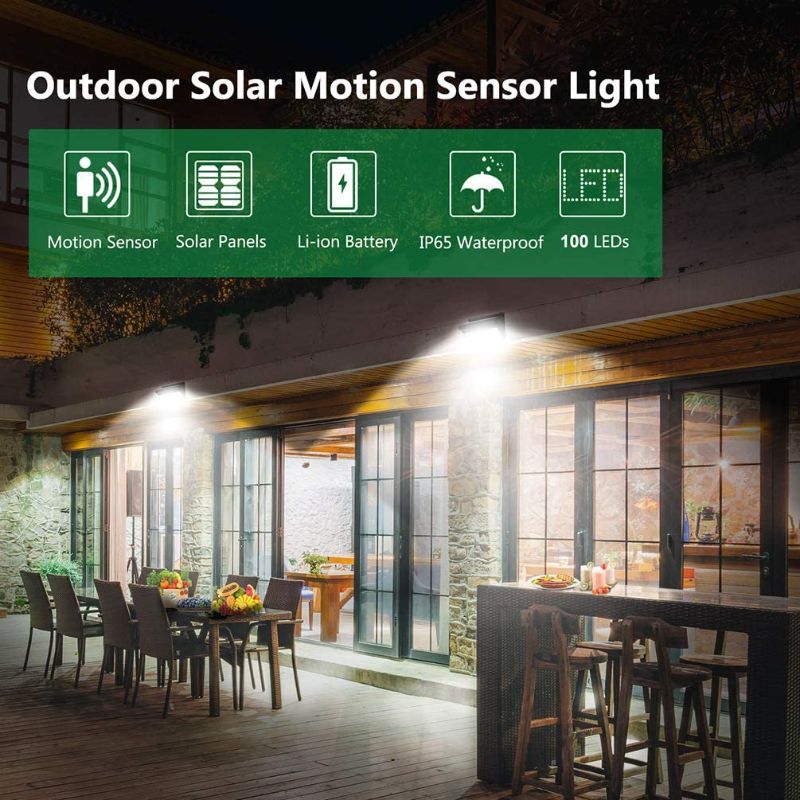 Photo 2 of Luposwiten 100 LED Solar Lights Outdoor Waterproof with Motion Sensor - 2000 Lumens Solar Motion Lights Outdoor, Easy-to-Install for Front Door, Yard, Garage, Garden, Patio, Deck