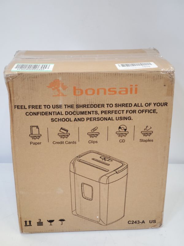 Photo 2 of Bonsaii 12 Sheet Cross Cut C243-A Paper Shredder for Home Office Use & 24 Pack Lubricant Sheets