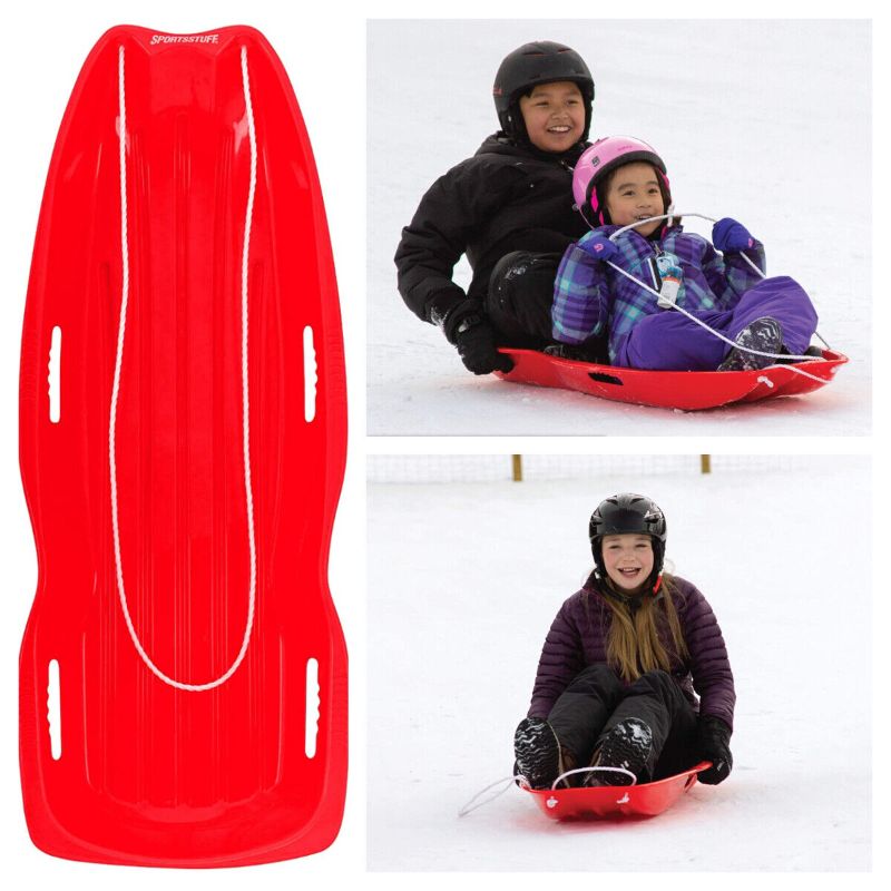 Photo 1 of 2 Person Toboggan Snow Sled - Thicken Ski Pad Tobo  (Red)