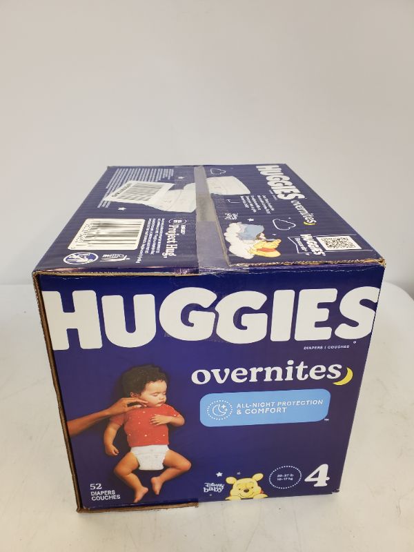 Photo 2 of Overnight Diapers Size 4 (22-37 lbs), 52 Ct, Huggies Overnites Nighttime Baby Diapers 