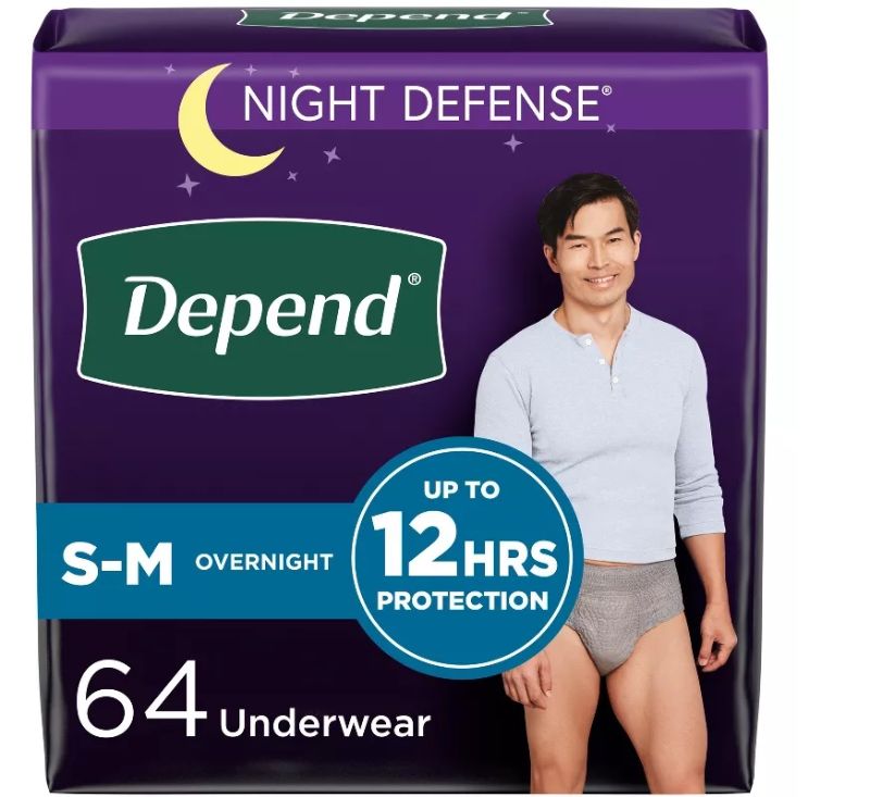 Photo 1 of Depend NIGHT DEFENSE (4 X 16)  64 COUNT - INCONTINENCE DISPOSABLE UNDERWEAR 26-34 in Waist