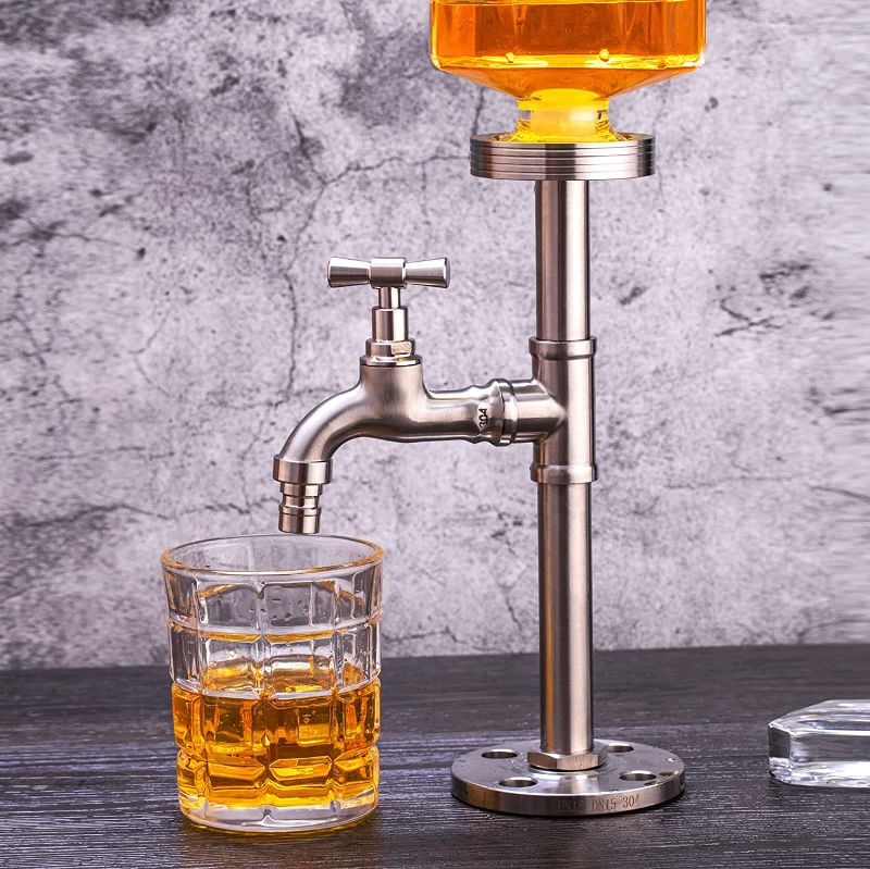 Photo 3 of Rula Whiskey Decanter Set with 2 Glasses and 1 Stainless Steel Stand for Bourbon, Rum, Tequila, Vodka - Unique Anniversary Birthday Whiskey Gifts for Men Dad Him Husband