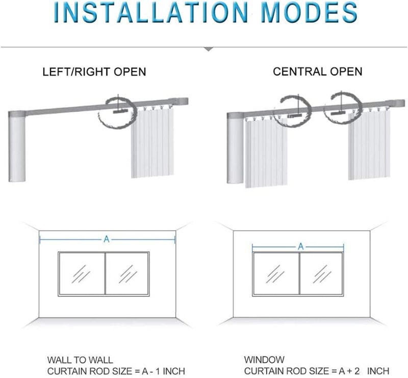 Photo 2 of Surpass WiFi Electric Remote Control Drapery System,Curtain Motor with DIY Tracks, Compatible with Alexa, Google Home, Length5.2m(0-205inch)