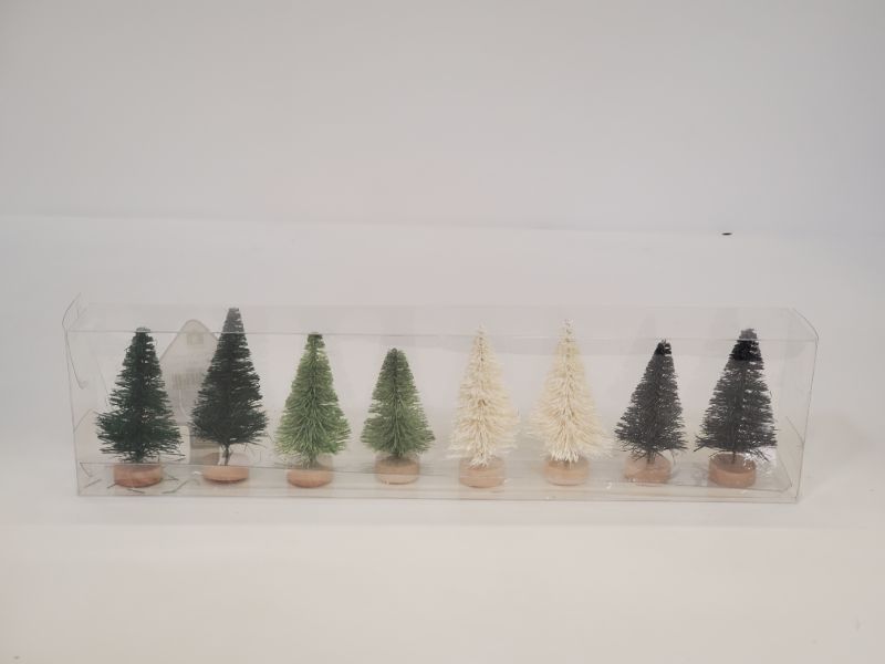 Photo 2 of 3 Pack - 8PC Mini Neutral Bottlebrush Trees 
