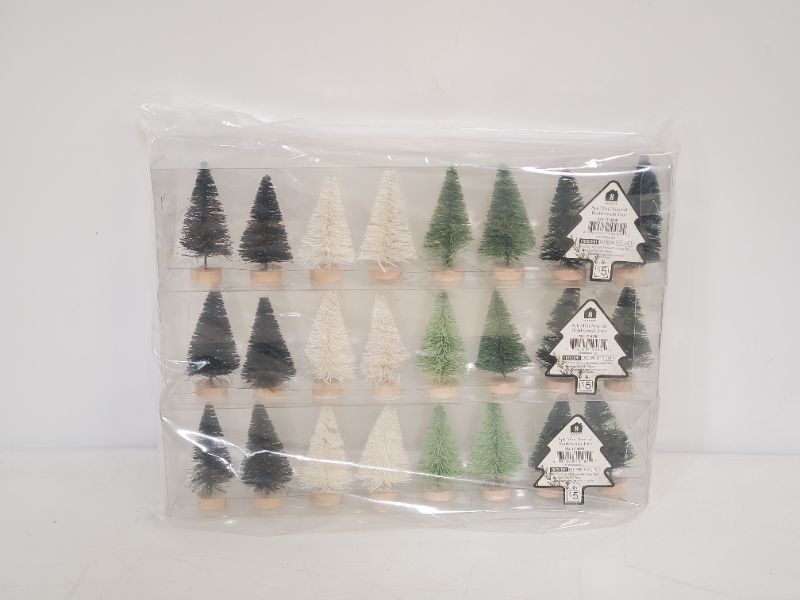 Photo 3 of 3 Pack - 8PC Mini Neutral Bottlebrush Trees 