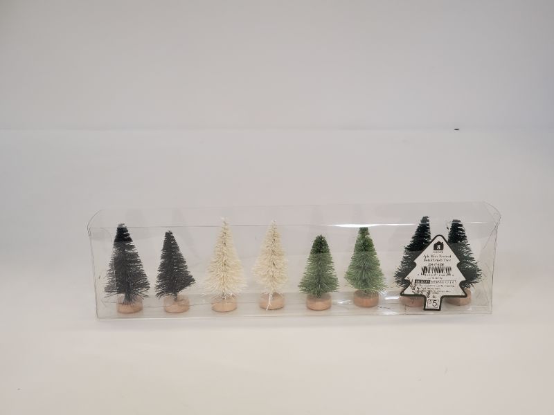 Photo 1 of 3 Pack - 8PC Mini Neutral Bottlebrush Trees 