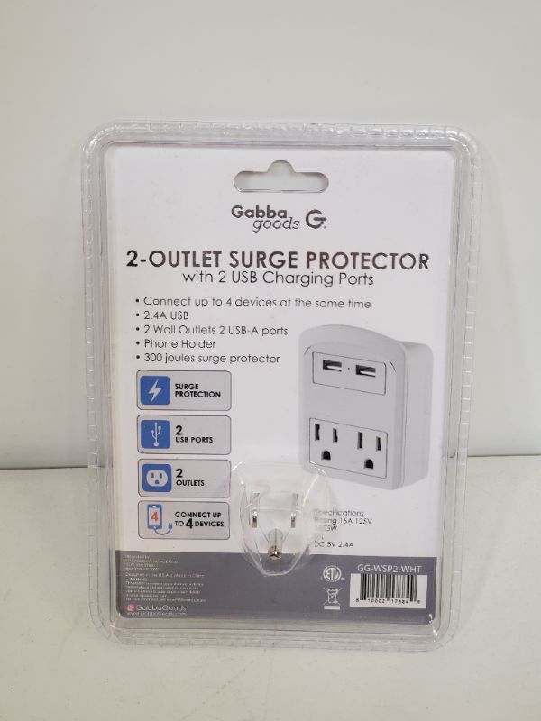 Photo 3 of Gabba Goods -   2-OUTLET
SURGE PROTECTOR with 2 USB Charging Ports