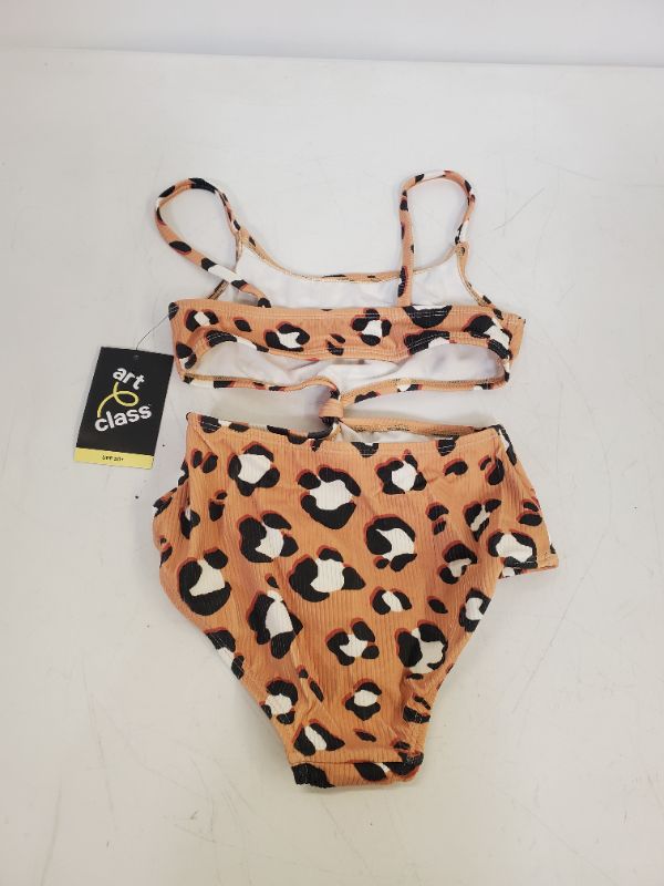 Photo 3 of Art Class Girls' Swimsuit Leopard Print Ribbed One Piece Brown Size S (6-6x)