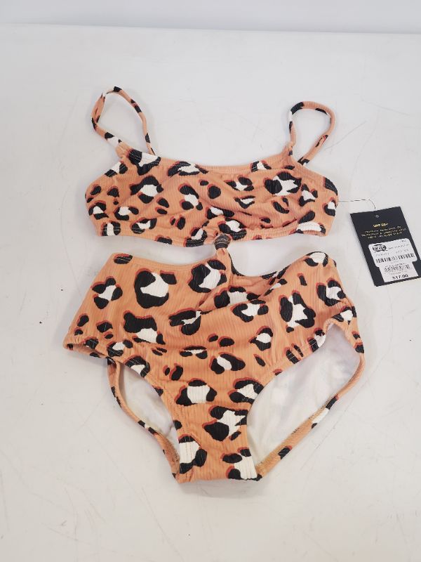 Photo 2 of Art Class Girls' Swimsuit Leopard Print Ribbed One Piece Brown Size S (6-6x)